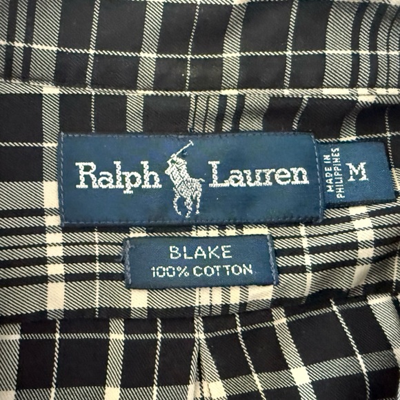 Ralph Lauren Vintage Plaid Long Sleeve Button Down Shirt. Black and Beige Size-M - Picture 11 of 16